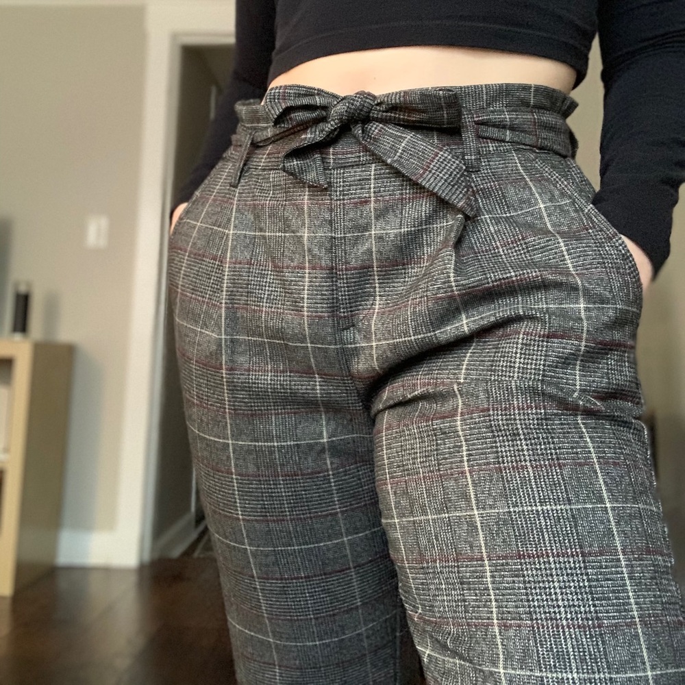 Plaid high waisted pants